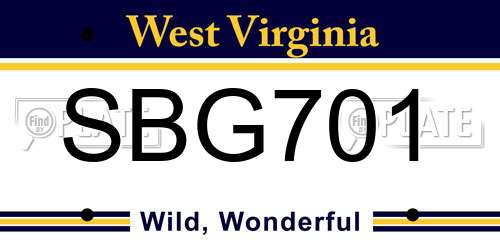 SBG701 West Virginia License Plate