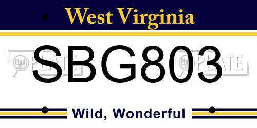 SBG803 West Virginia License Plate