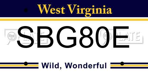 SBG80E West Virginia License Plate