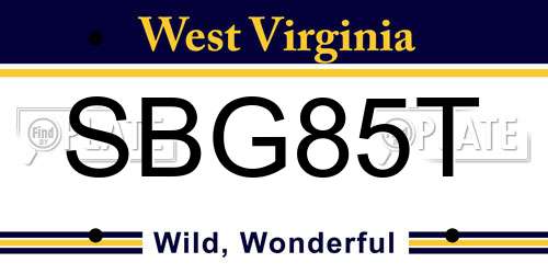 SBG85T West Virginia License Plate