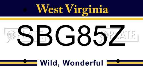 SBG85Z West Virginia License Plate
