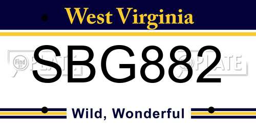 SBG882 West Virginia License Plate
