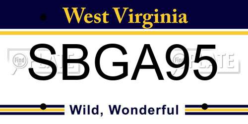 SBGA95 West Virginia License Plate