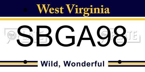 SBGA98 West Virginia License Plate