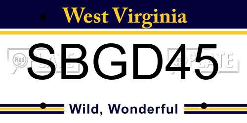 SBGD45 West Virginia License Plate