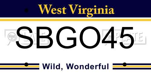 SBGO45 West Virginia License Plate