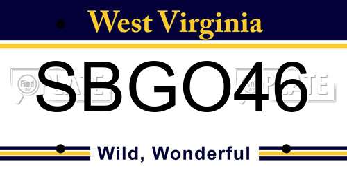 SBGO46 West Virginia License Plate
