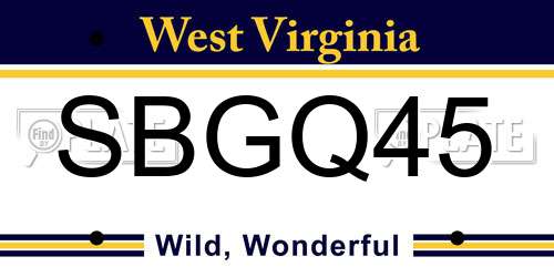 SBGQ45 West Virginia License Plate
