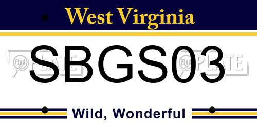 SBGS03 West Virginia License Plate