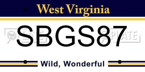 SBGS87 West Virginia License Plate