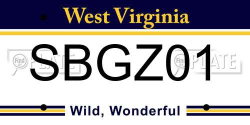 SBGZ01 West Virginia License Plate