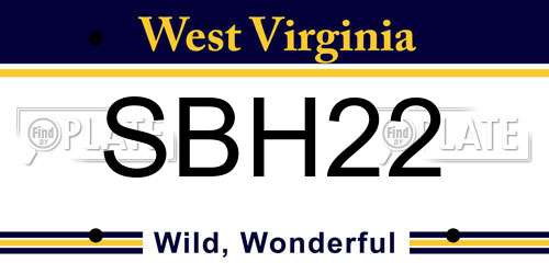 SBH22 West Virginia License Plate