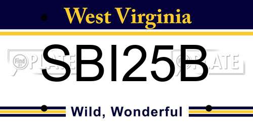 SBI25B West Virginia License Plate