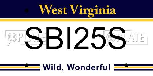 SBI25S West Virginia License Plate