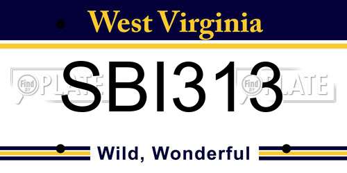 SBI313 West Virginia License Plate