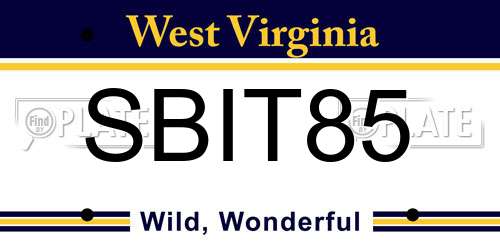 SBIT85 West Virginia License Plate