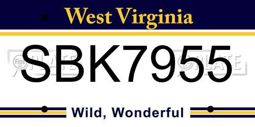 SBK7955 West Virginia License Plate