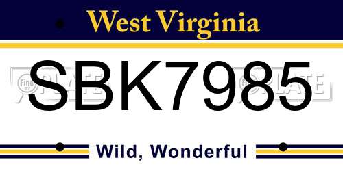 SBK7985 West Virginia License Plate