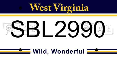 SBL2990 West Virginia License Plate