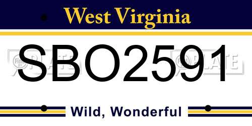 SBO2591 West Virginia License Plate