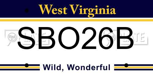 SBO26B West Virginia License Plate