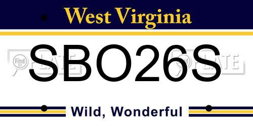 SBO26S West Virginia License Plate