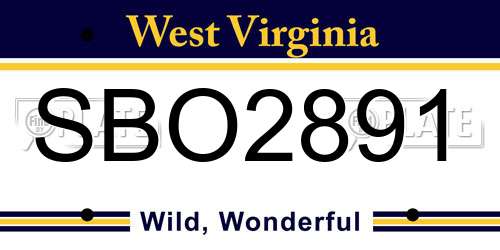 SBO2891 West Virginia License Plate