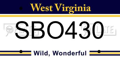SBO430 West Virginia License Plate