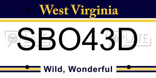 SBO43D West Virginia License Plate