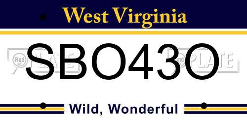 SBO43O West Virginia License Plate