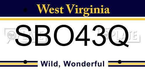 SBO43Q West Virginia License Plate
