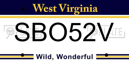 SBO52V West Virginia License Plate