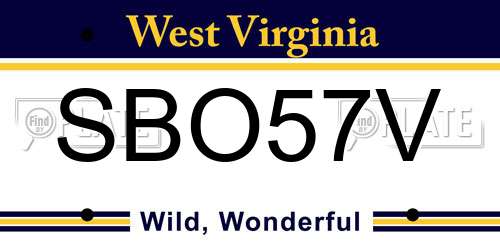 SBO57V West Virginia License Plate
