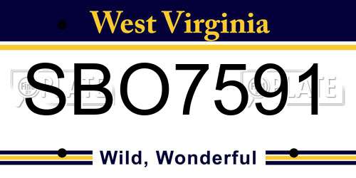 SBO7591 West Virginia License Plate