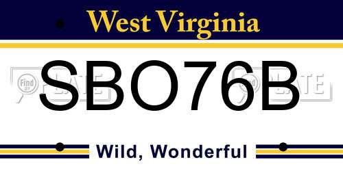 SBO76B West Virginia License Plate