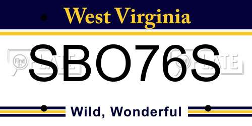 SBO76S West Virginia License Plate