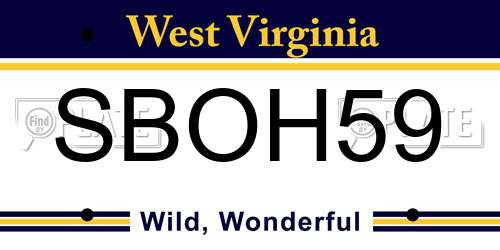 SBOH59 West Virginia License Plate