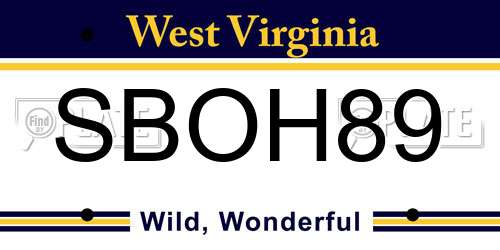 SBOH89 West Virginia License Plate