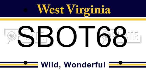 SBOT68 West Virginia License Plate