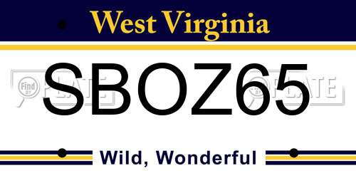 SBOZ65 West Virginia License Plate