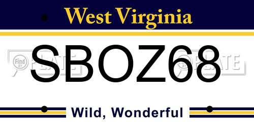 SBOZ68 West Virginia License Plate