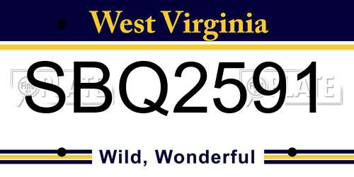 SBQ2591 West Virginia License Plate