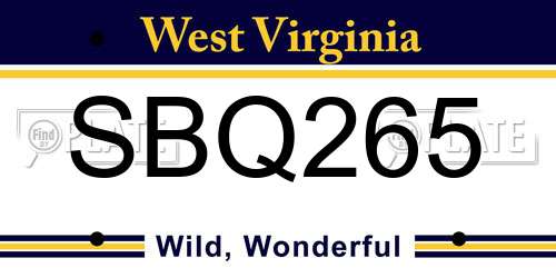 SBQ265 West Virginia License Plate