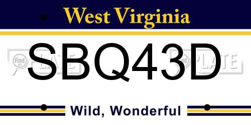 SBQ43D West Virginia License Plate