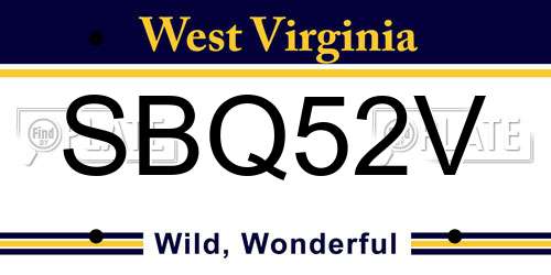 SBQ52V West Virginia License Plate