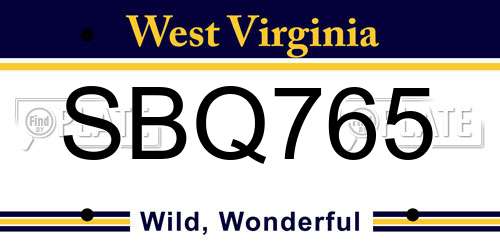 SBQ765 West Virginia License Plate