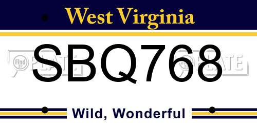 SBQ768 West Virginia License Plate