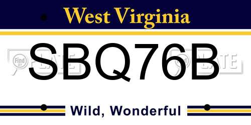 SBQ76B West Virginia License Plate