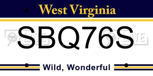 SBQ76S West Virginia License Plate