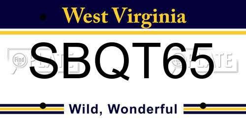 SBQT65 West Virginia License Plate